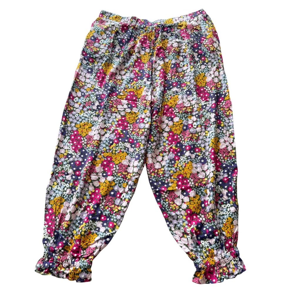 Eloquii Elements Floral Jogger Pants Womens 18/20 Multi Color Ruffle Cuff Rayon - Picture 2 of 6